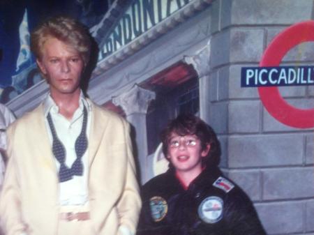 Olly hanging out with his taciturn pal David Bowie at Rock Circus